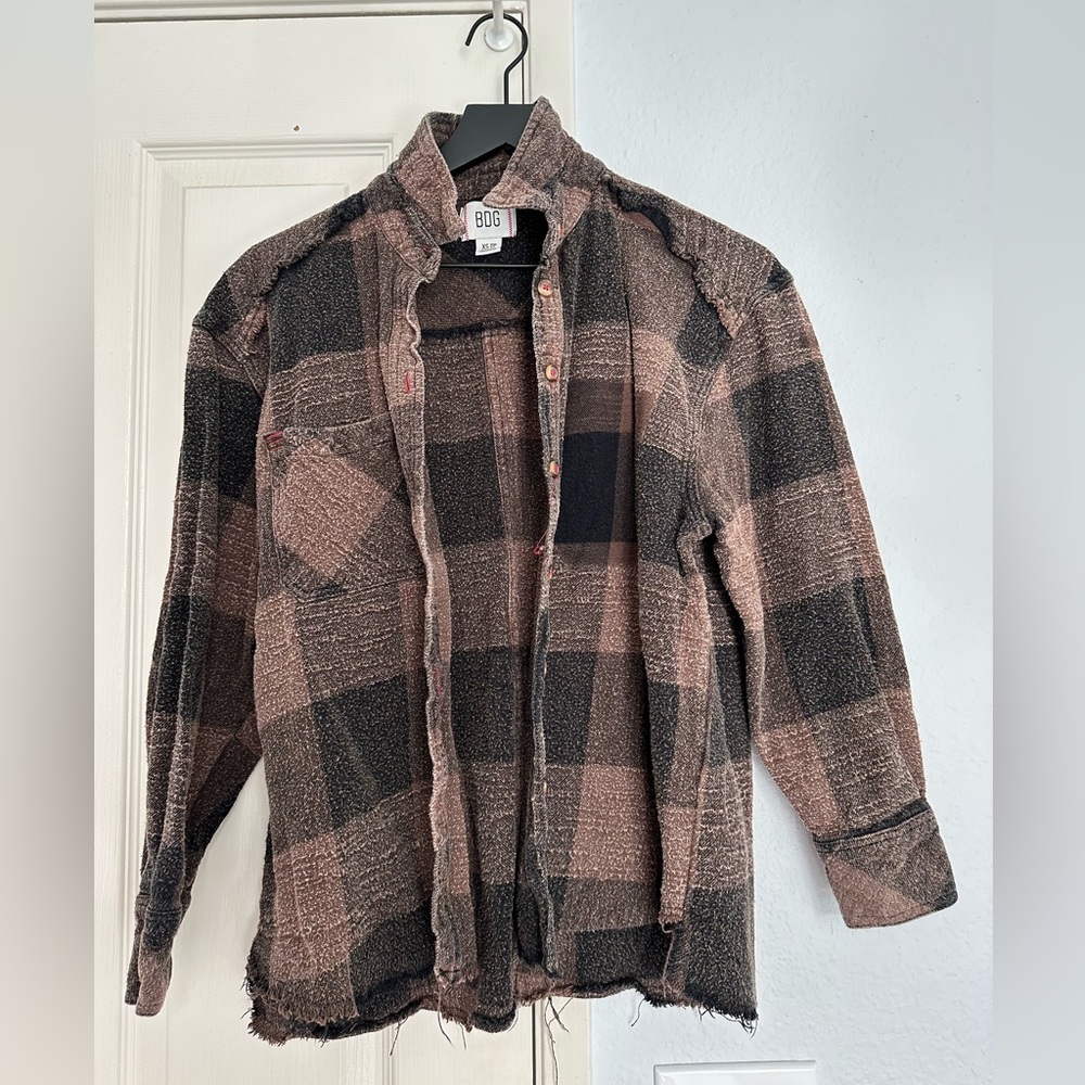 BDG flannel distressed button-down shirt